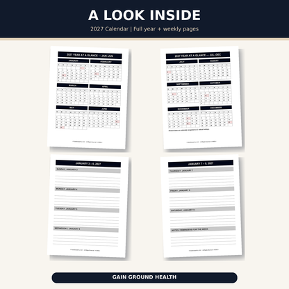 2027 calendar refill pages for the Health, Handled medical organizer.