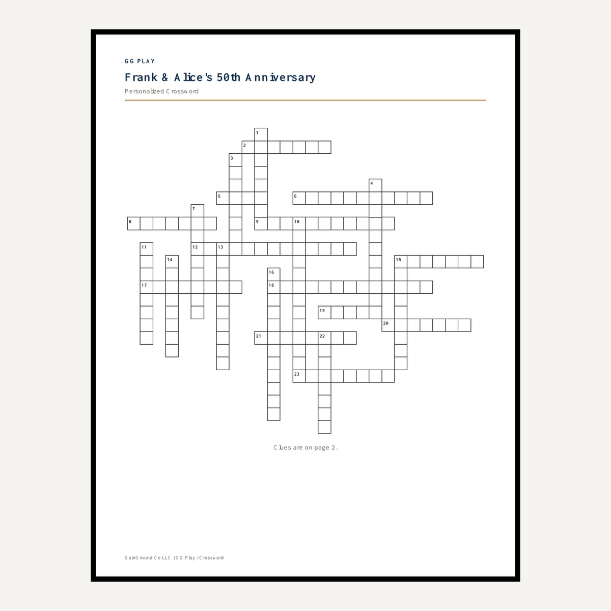 Personalized crossword puzzle grid on a plain white background.

