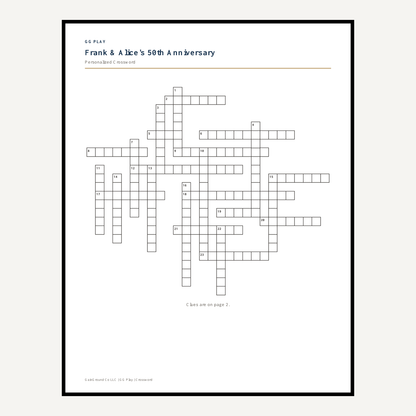 Personalized crossword puzzle grid on a plain white background.

